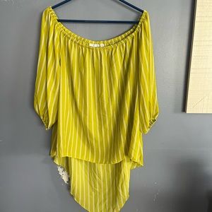 New York & Company Yellow Striped Blouse
